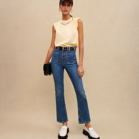 MAJE Passion Double Pocket Blue Jeans CroppedSize 28